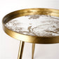Furuset L Side Table – Gold Metal & Polyresin Round Accent Table