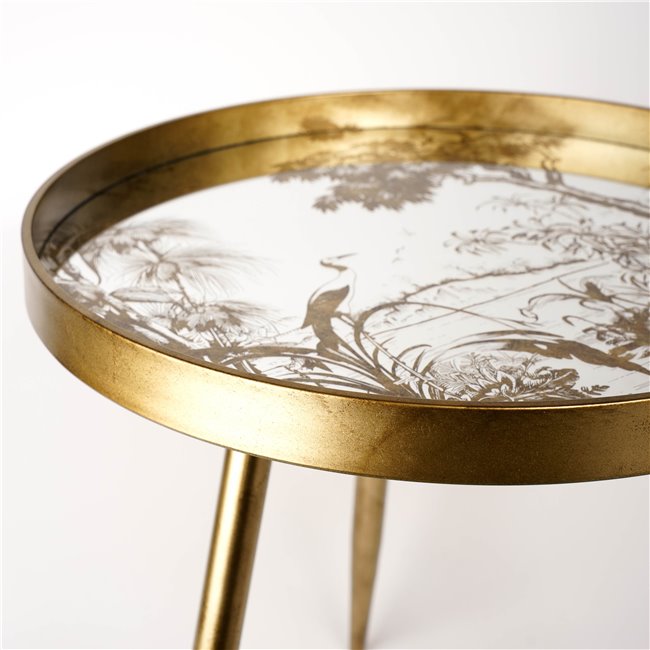 Furuset L Side Table – Gold Metal & Polyresin Round Accent Table
