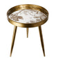 Furuset M Side Table – Gold Metal & Polyresin Round Accent Table
