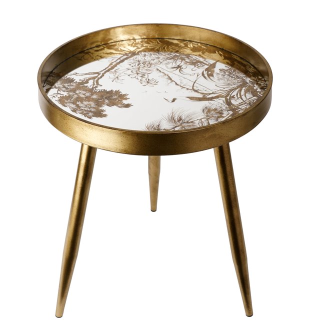 Furuset M Side Table – Gold Metal & Polyresin Round Accent Table