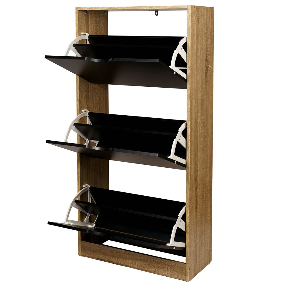 Shoe cabinet Chaus, natural/black, H119.5x60x23cm