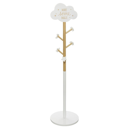 Coat rack Nuage, white/natural, wooden/MDF, H135.5x35x35cm