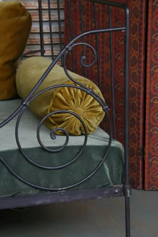 French Folding Iron Bed – Early 20Th Century Patinated Frame