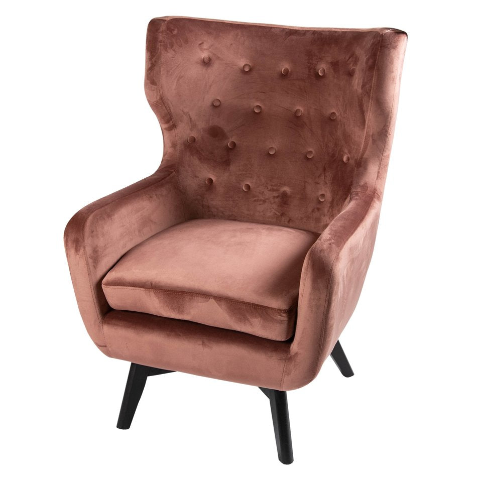 Armchair Dunkel, velvet, old pink color, H103x78x80cm, seat height 50cm