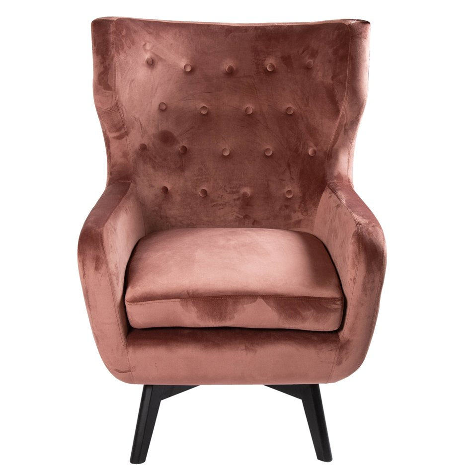 Armchair Dunkel, velvet, old pink color, H103x78x80cm, seat height 50cm