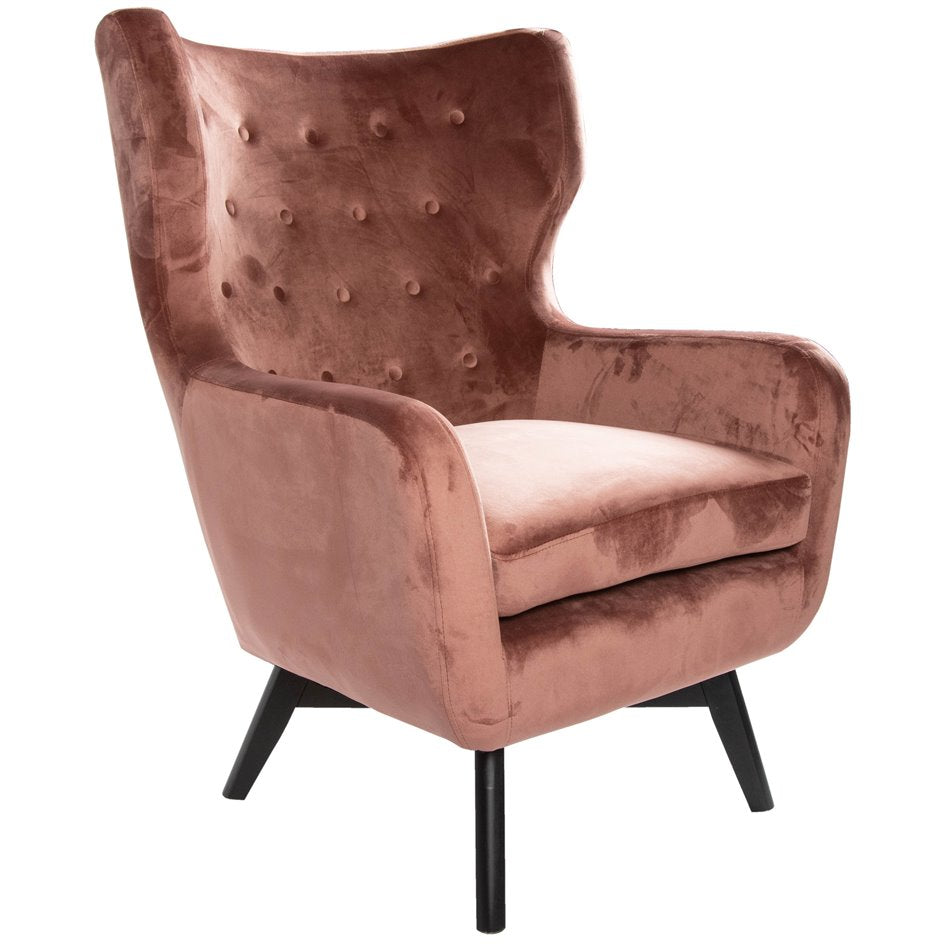 Armchair Dunkel, velvet, old pink color, H103x78x80cm, seat height 50cm