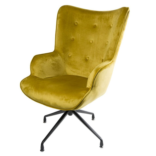 Armchair Dallas, velvet, golden tone, H98x75x66cm, seat height 50cm