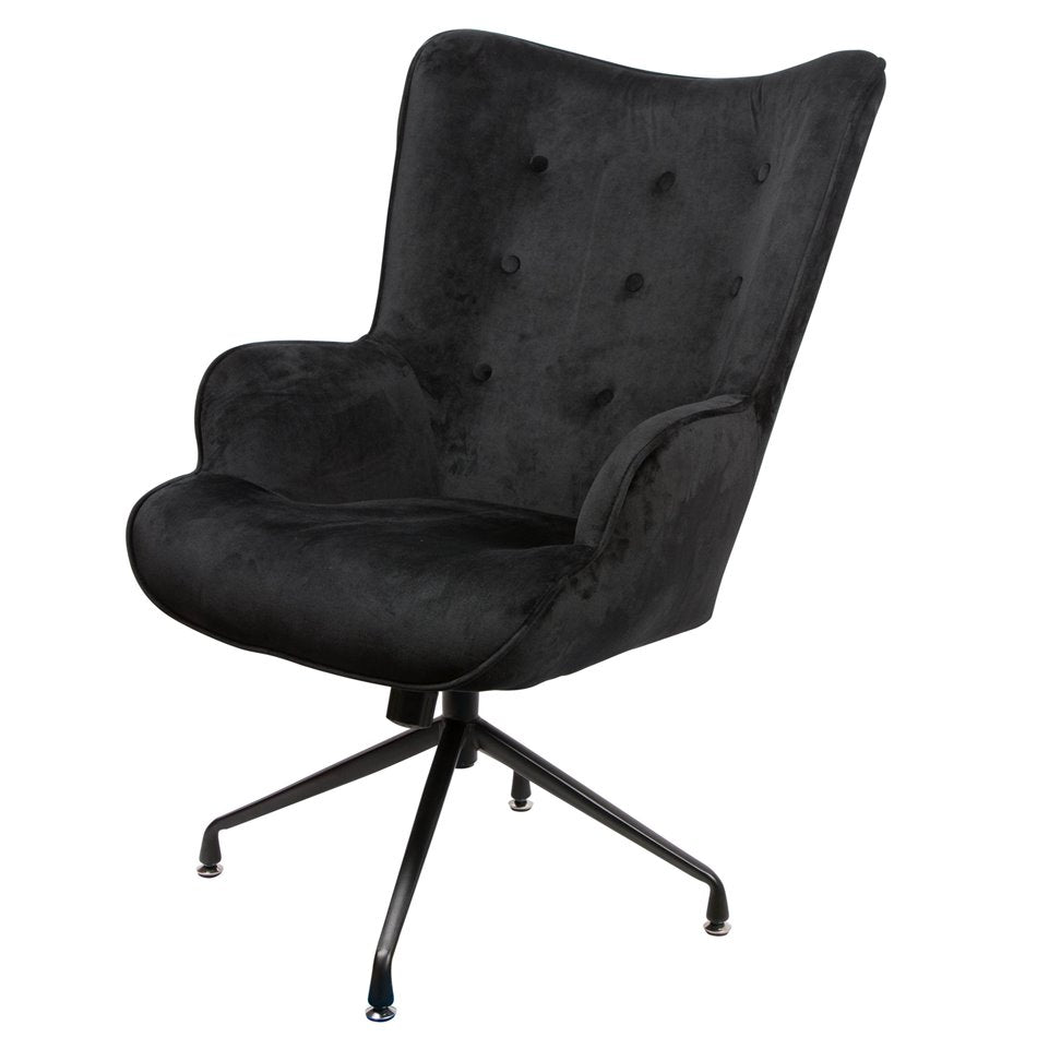 Armchair Dallas, black, velvet, H98x75x66cm, seat height 50cm