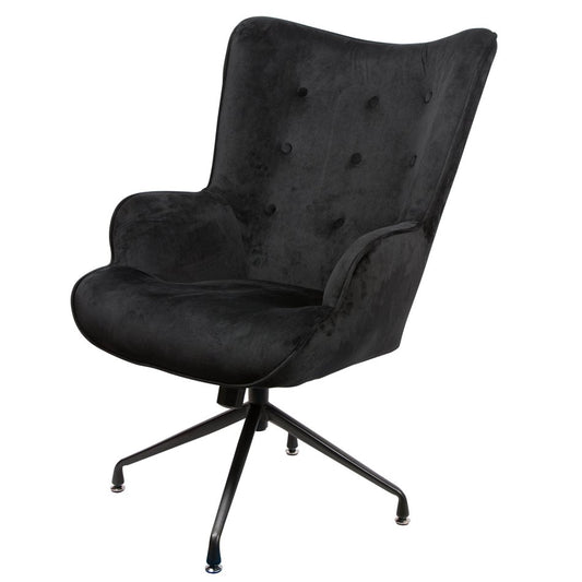 Armchair Dallas, black, velvet, H98x75x66cm, seat height 50cm