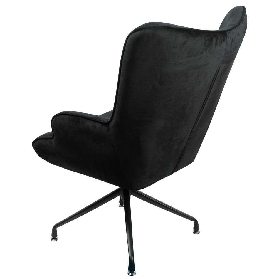 Armchair Dallas, black, velvet, H98x75x66cm, seat height 50cm
