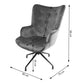 Armchair Dallas, black, velvet, H98x75x66cm, seat height 50cm