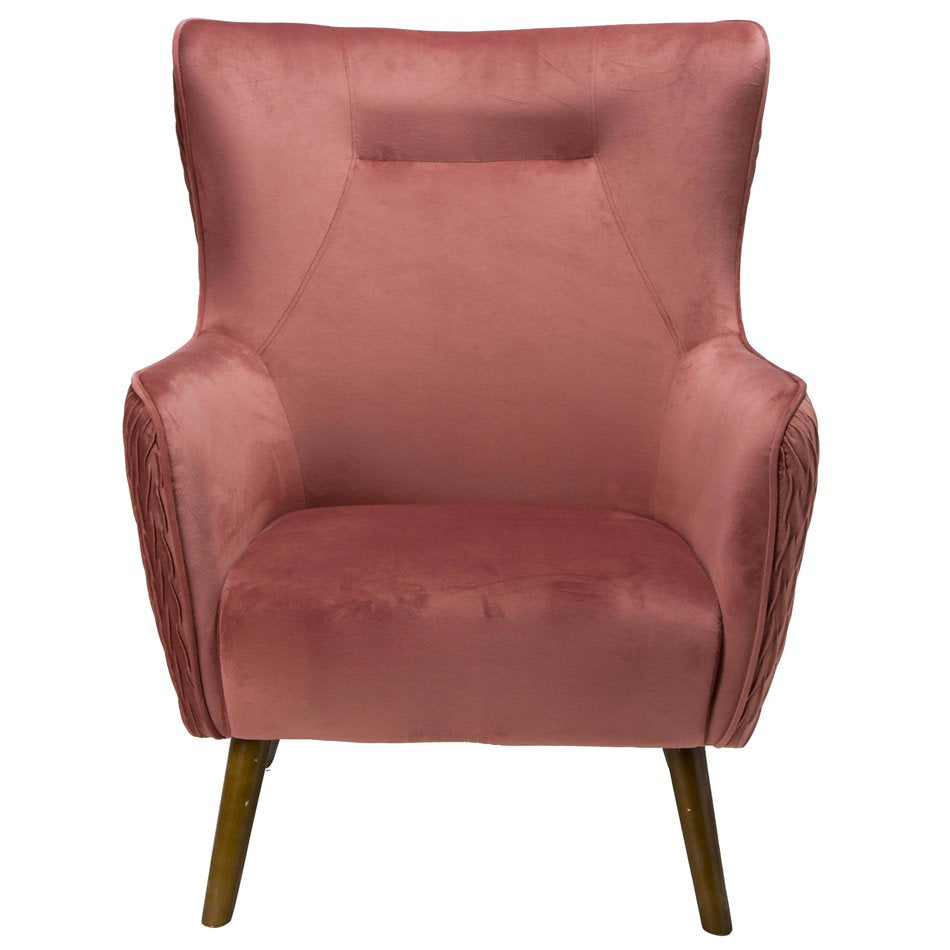 Armchair Dartford, velvet, old rose, H100x75x83cm, seat height 40cm