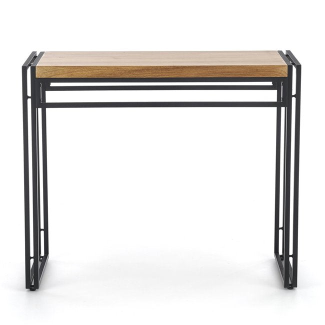 Holivar Console Table – Oak MDF with Black Steel Frame