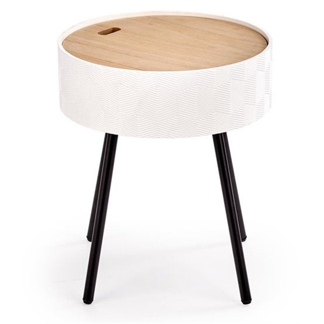 Haura Side Table – White MDF with Steel Frame