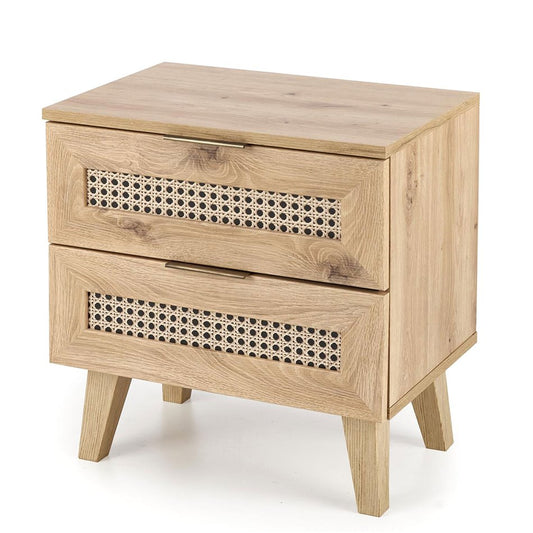 Bedside table Horeno, oak/black color, MDF, H52x50x34cm