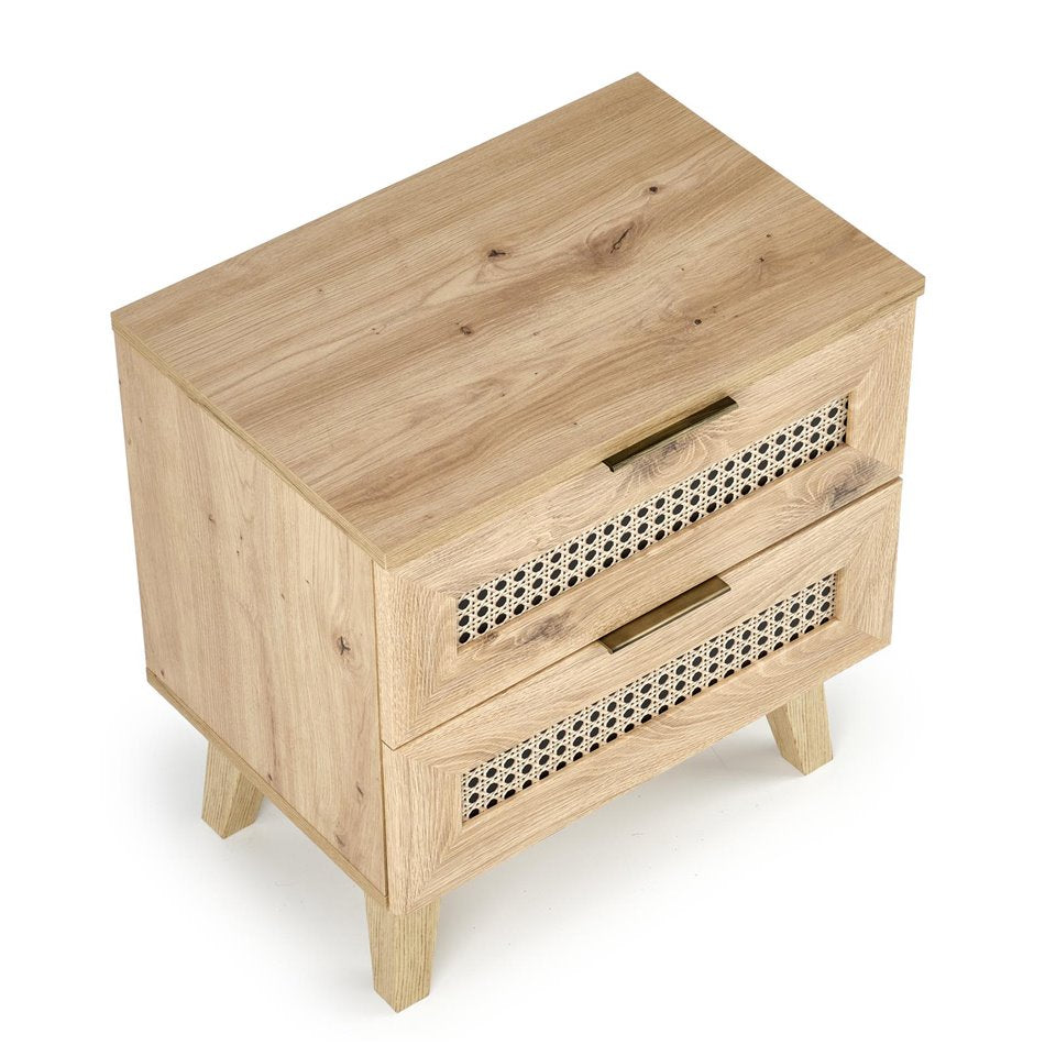 Bedside table Horeno, oak/black color, MDF, H52x50x34cm