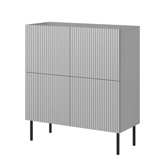 Sideboard Hasensio, light grey/black, MDF/metal, H110x100x42cm