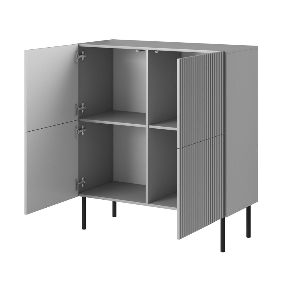 Sideboard Hasensio, light grey/black, MDF/metal, H110x100x42cm