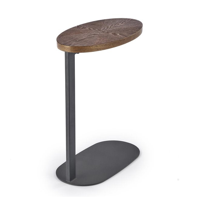 Helphi Side Table – Walnut MDF Top with Black Metal Frame