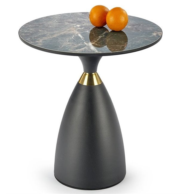 Horena Coffee Table – Black Steel Frame with Ceramic Top, Ø50×52 cm