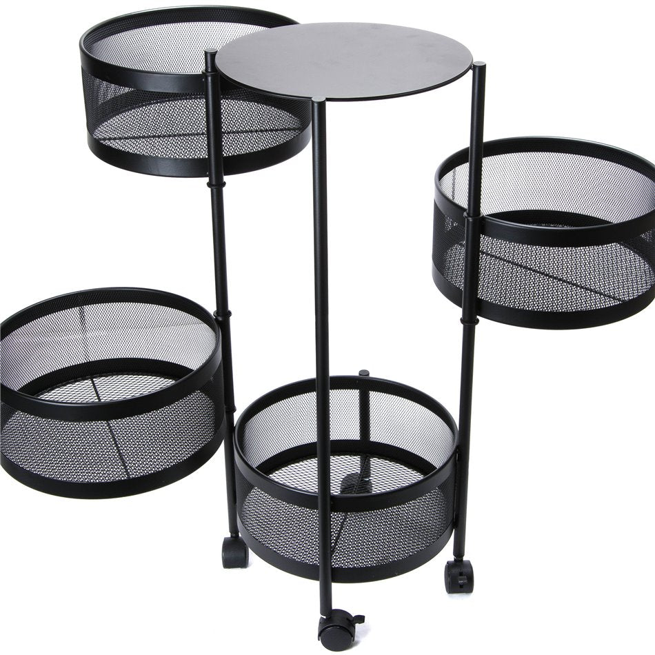 Metal shelf, with rotative baskets, black, H76cm, D33cm