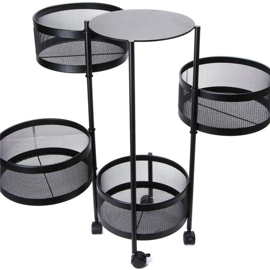 Metal shelf, with rotative baskets, black, H76cm, D33cm