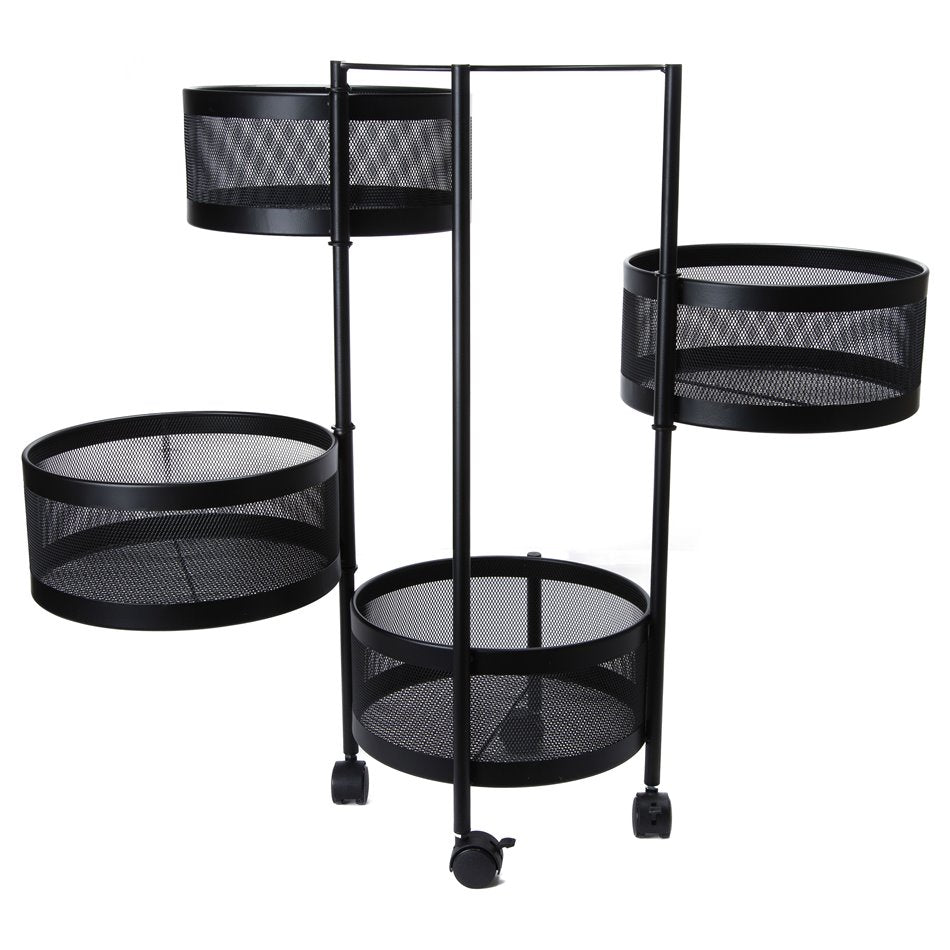 Metal shelf, with rotative baskets, black, H76cm, D33cm