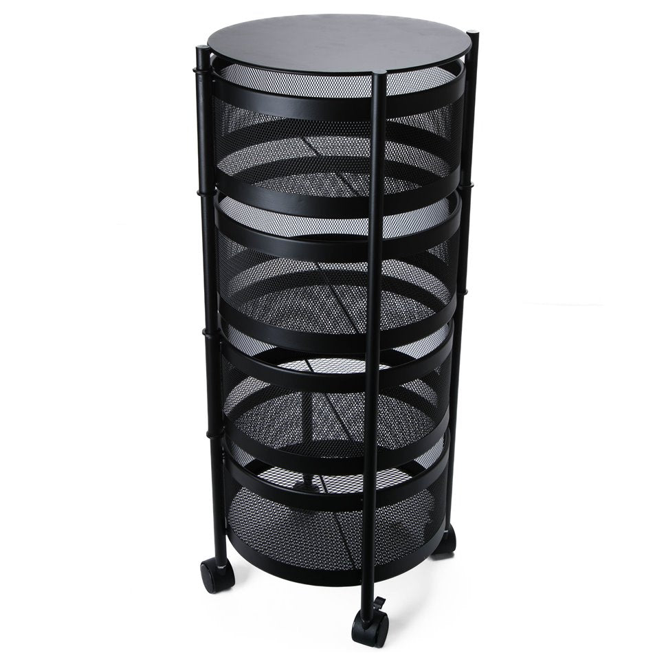 Metal shelf, with rotative baskets, black, H76cm, D33cm