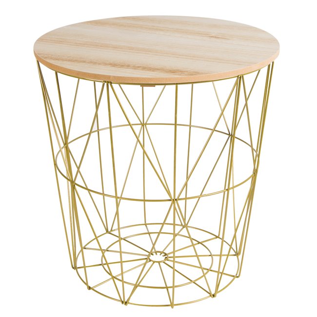 Round Side Table with Removable Tray – Gold Modern Design