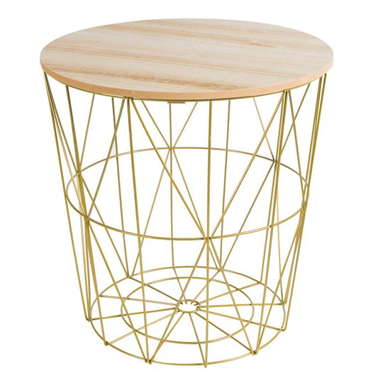 Round Side Table with Removable Tray – Gold Modern Design