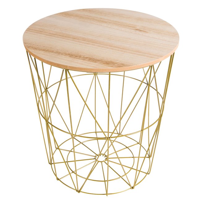 Round Side Table with Removable Tray – Gold Modern Design
