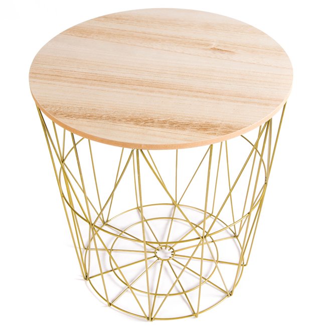 Round Side Table with Removable Tray – Gold Modern Design
