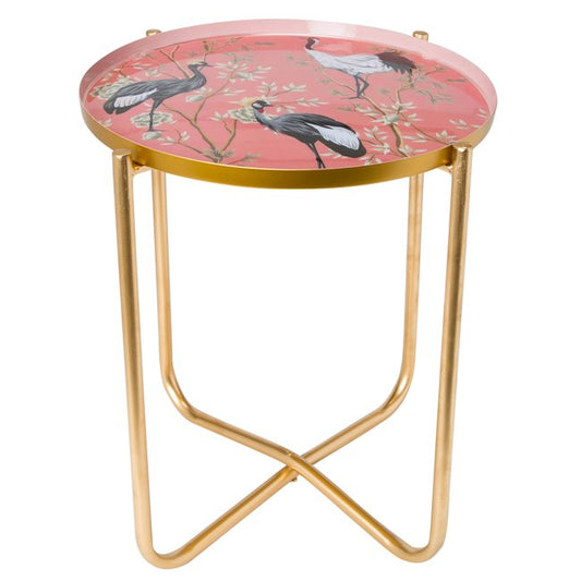 Krano S Side Table – Pink Metal Round Accent Table