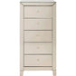 Chest of drawers Luxury Champagne, 5 drawers, spoguļvirsma, H111x51x43.5cm