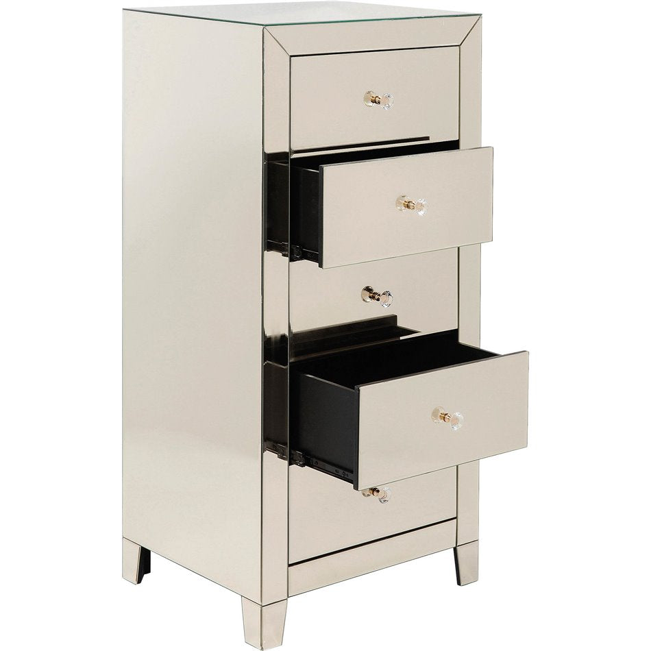 Chest of drawers Luxury Champagne, 5 drawers, spoguļvirsma, H111x51x43.5cm