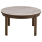Authamp Coffee Table – Brown/Beige Marble Look, MDF & Oak Veneer, 90×90×45 cm