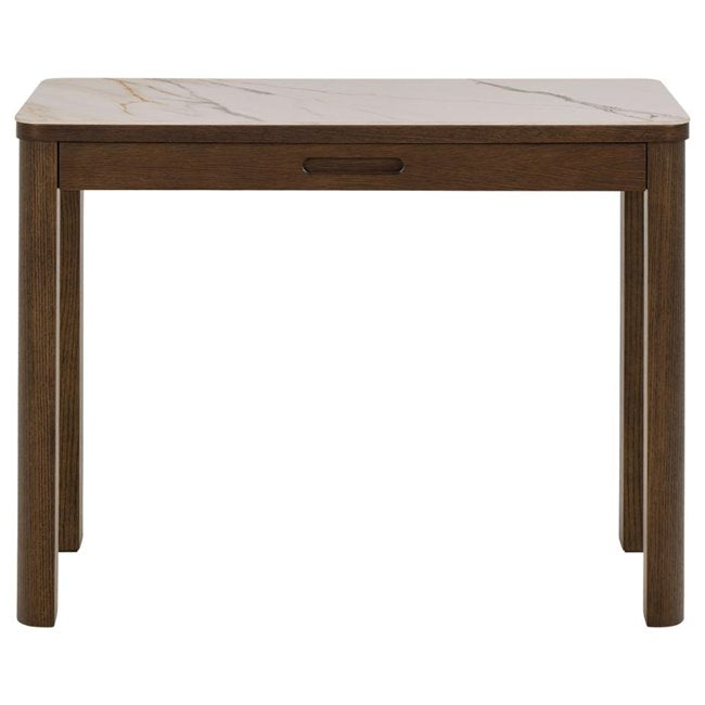 Authamp Console Table – Brown Marble Look Top with Oak Veneer & MDF
