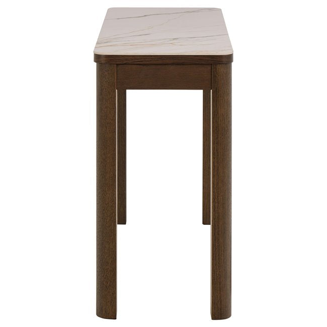 Authamp Console Table – Brown Marble Look Top with Oak Veneer & MDF