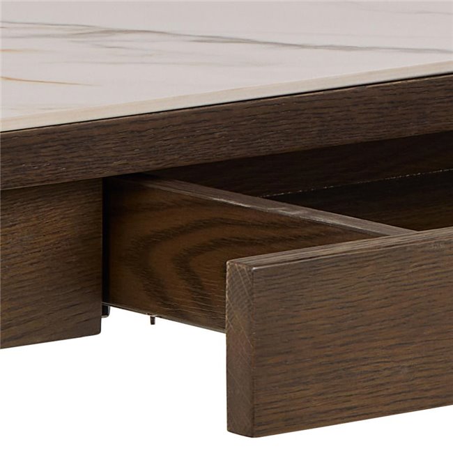 Authamp Console Table – Brown Marble Look Top with Oak Veneer & MDF