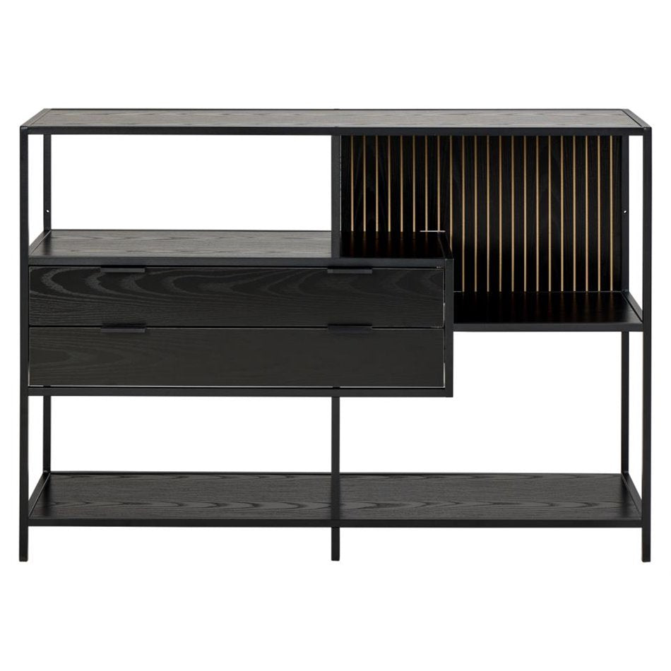 Bookcase Seaford, black, H78x114x35cm