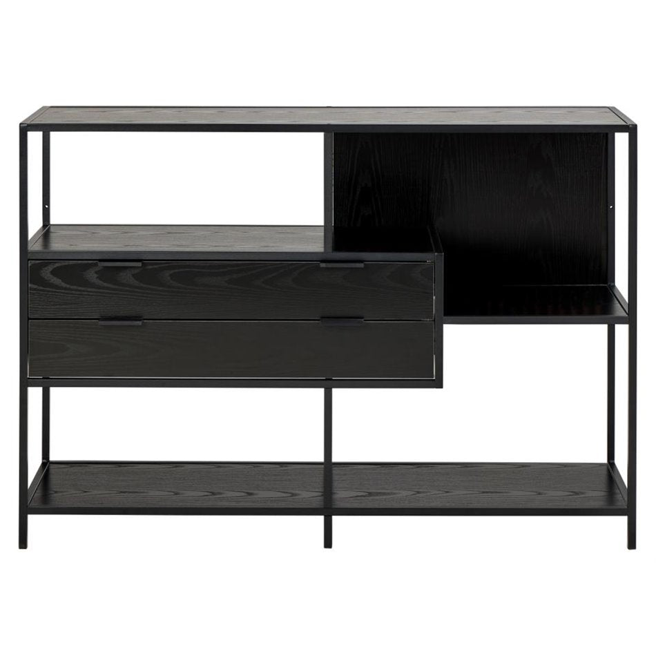 Bookcase Seaford, black, H78x114x35cm