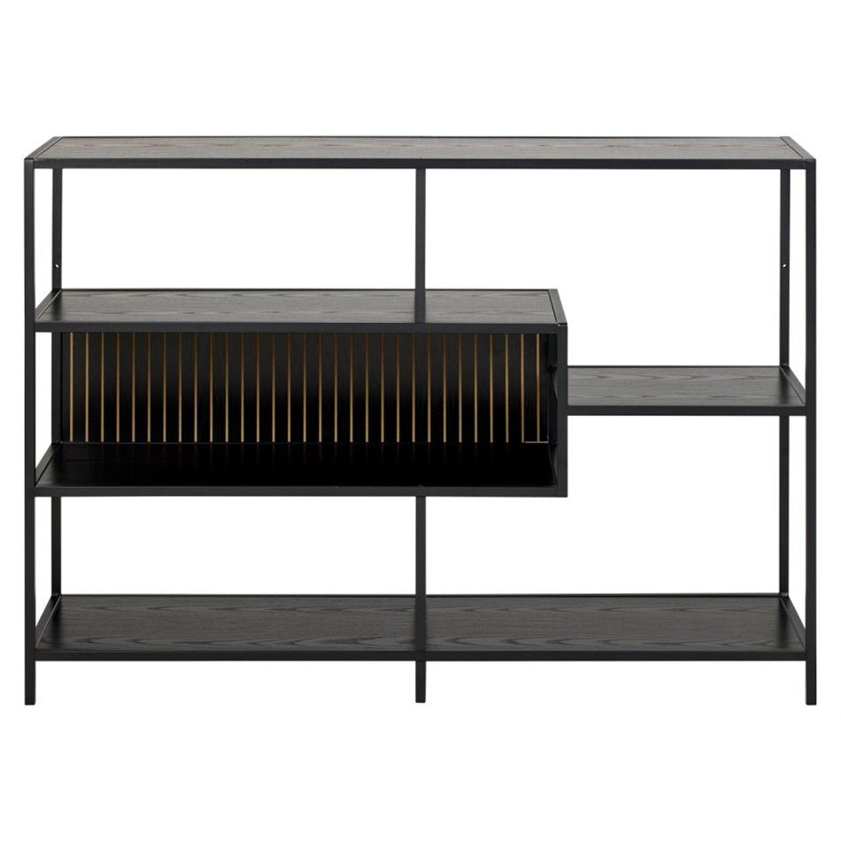 Bookcase Seaford, black, H78x114x35cm