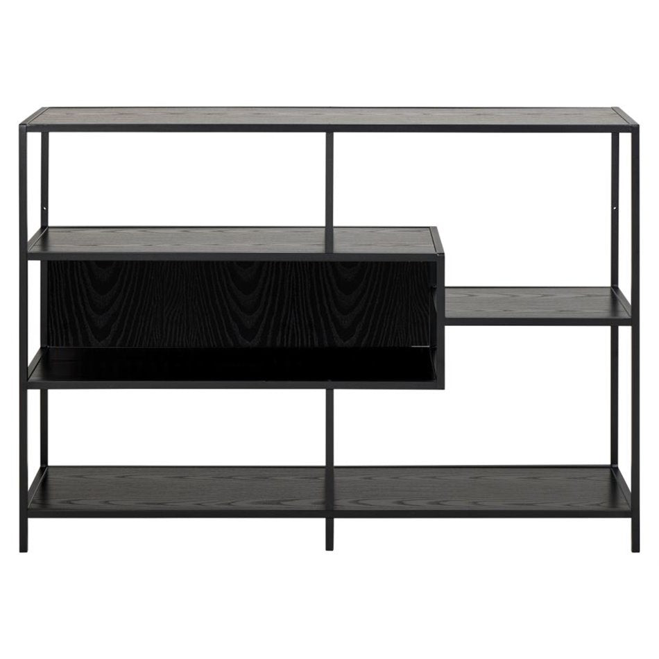 Bookcase Seaford, black, H78x114x35cm
