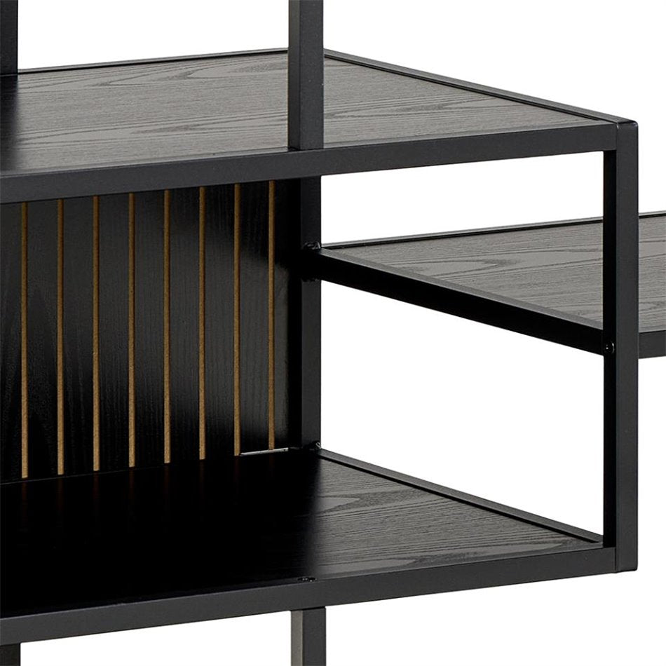 Bookcase Seaford, black, H78x114x35cm