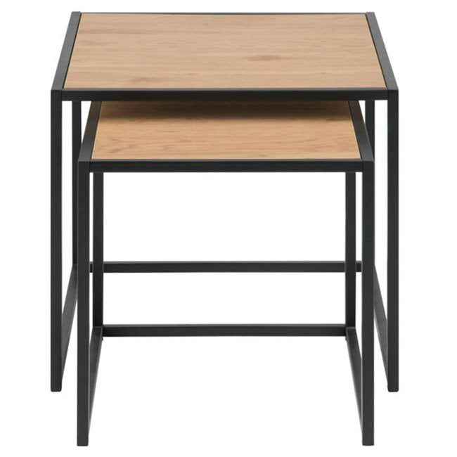 Seaford Nest Table Set – 2-Piece Wild Oak Wood & Metal Accent Tables