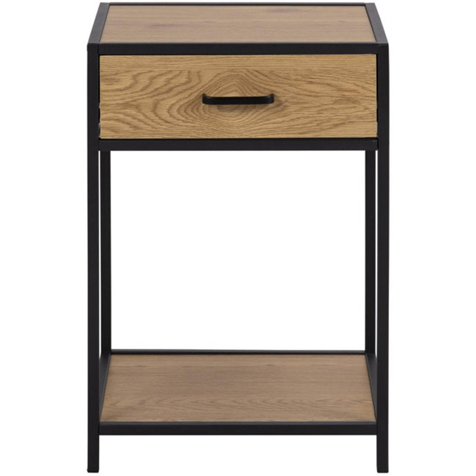 Bedside table Seaford, oak/black, H63x42x35cm
