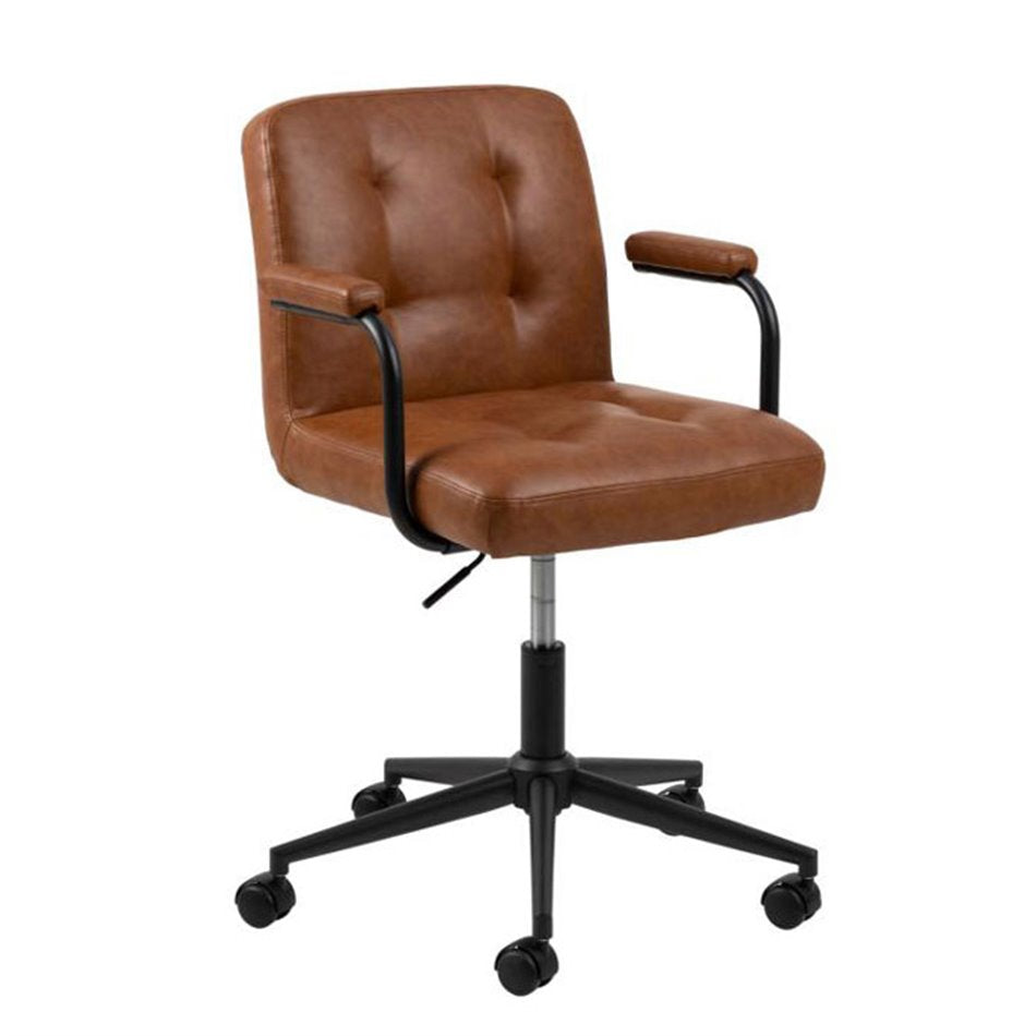Acos Adjustable Office Chair – Brown Eco Leather, Compact Modern Design