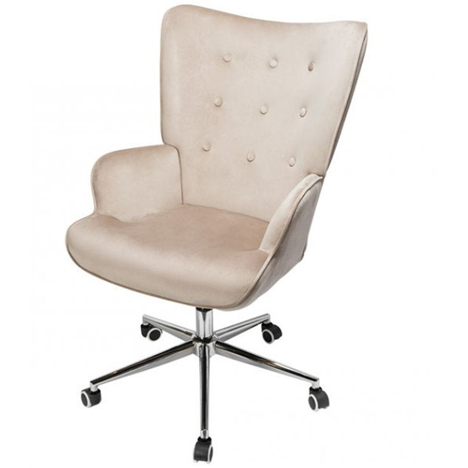 Darlington Adjustable Office Chair – Taupe Velvet, Elegant Modern Design