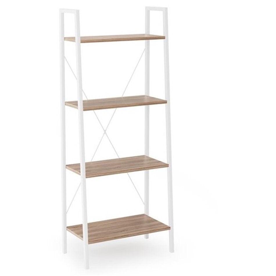 Shelf Harvik, white/oak colorr, MDF/steel, H148x60x32cm