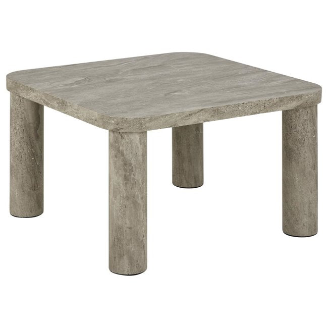 Acolano Coffee Table – Grey Marble-Look MDF, 60×60×36 cm